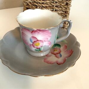 Shafford Japan Beautiful Hand Painted Pink Orchid Tea Cup & Saucer Shabby Chic
